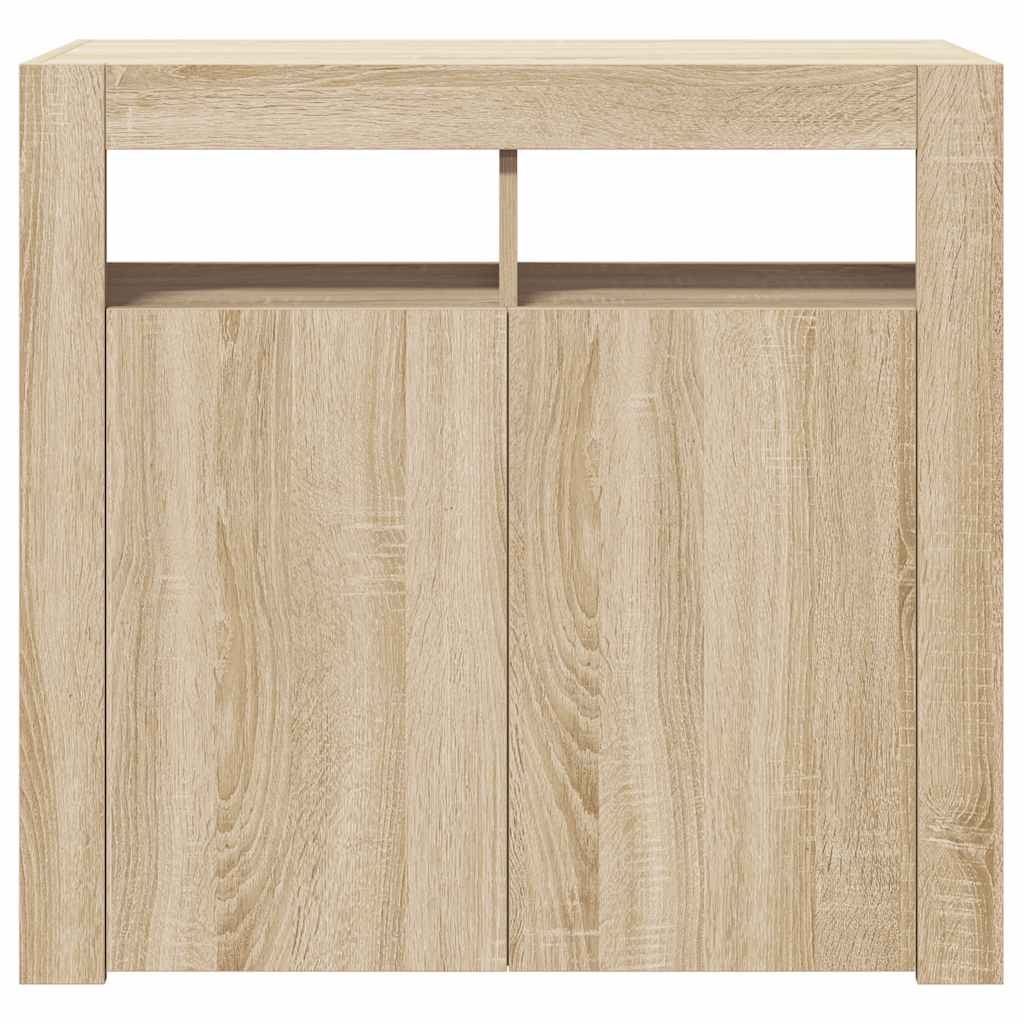 Sideboard mit LED-Leuchten Sonoma-Eiche 80x35x75 cm